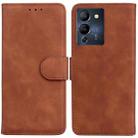 For Infinix Note 12 G96/X670 Skin Feel Pure Color Flip Leather Phone Case(Brown) - 1