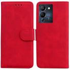 For Infinix Note 12 G96/X670 Skin Feel Pure Color Flip Leather Phone Case(Red) - 1