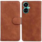 For Tecno Camon 19 Skin Feel Pure Color Flip Leather Phone Case(Brown) - 1