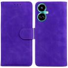 For Tecno Camon 19 Skin Feel Pure Color Flip Leather Phone Case(Purple) - 1