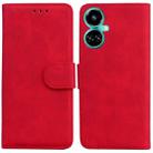 For Tecno Camon 19 Skin Feel Pure Color Flip Leather Phone Case(Red) - 1