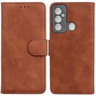 For Tecno Spark 6 GO Skin Feel Pure Color Flip Leather Phone Case(Brown) - 1