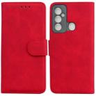 For Tecno Spark 6 GO Skin Feel Pure Color Flip Leather Phone Case(Red) - 1