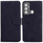 For Tecno Spark 6 GO Skin Feel Pure Color Flip Leather Phone Case(Black) - 1