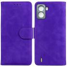 For Tecno Pop 6 No Fingerprints Skin Feel Pure Color Flip Leather Phone Case(Purple) - 1