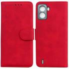 For Tecno Pop 6 No Fingerprints Skin Feel Pure Color Flip Leather Phone Case(Red) - 1