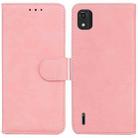 For Nokia C2 2nd Edition Skin Feel Pure Color Flip Leather Phone Case(Pink) - 1