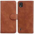 For Nokia C2 2nd Edition Skin Feel Pure Color Flip Leather Phone Case(Brown) - 1