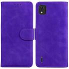 For Nokia C2 2nd Edition Skin Feel Pure Color Flip Leather Phone Case(Purple) - 1