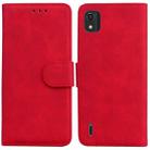 For Nokia C2 2nd Edition Skin Feel Pure Color Flip Leather Phone Case(Red) - 1