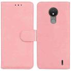 For Nokia C21 Skin Feel Pure Color Flip Leather Phone Case(Pink) - 1