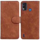 For Nokia G11 Plus Skin Feel Pure Color Flip Leather Phone Case(Brown) - 1