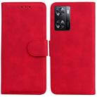 For OPPO A57 2022 4G/A57 2022 5G/Realme Q5i/Realme V23 5G/Realme Narzo 50 5G/A77 5G Skin Feel Pure Color Flip Leather Phone Case(Red) - 1