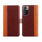 For Xiaomi Redmi Note 11 Pro 5G / Note 11 Pro+ 5G Ostrich Texture Flip Leather Phone Case(Brown) - 1