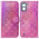 For Tecno Pop 6 No Fingerprints Colorful Magnetic Buckle Leather Phone Case(Pink) - 1