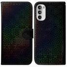 For Motorola Moto G62 5G Colorful Magnetic Buckle Leather Phone Case(Black) - 1