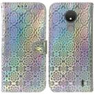 For Nokia C21 Colorful Magnetic Buckle Leather Phone Case(Silver) - 1