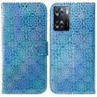For OPPO A57 2022 4G/A57 2022 5G/Realme Q5i/Realme V23 5G/Realme Narzo 50 5G/A77 5G Colorful Magnetic Buckle Leather Phone Case(Blue) - 1