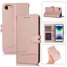 For iPhone SE 2022 / SE 2020 / 8 / 7 Cross Texture Horizontal Flip Leather Phone Case(Pink) - 1
