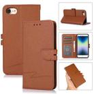For iPhone SE 2022 / SE 2020 / 8 / 7 Cross Texture Horizontal Flip Leather Phone Case(Brown) - 1