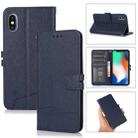 For iPhone X / XS Cross Texture Horizontal Flip Leather Phone Case(Dark Blue) - 1