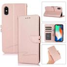 For iPhone X / XS Cross Texture Horizontal Flip Leather Phone Case(Pink) - 1