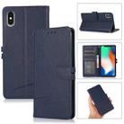 For iPhone XS Max Cross Texture Horizontal Flip Leather Phone Case(Dark Blue) - 1