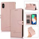 For iPhone XS Max Cross Texture Horizontal Flip Leather Phone Case(Pink) - 1