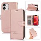 For iPhone 12 mini Cross Texture Horizontal Flip Leather Phone Case (Pink) - 1