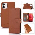 For iPhone 12 mini Cross Texture Horizontal Flip Leather Phone Case (Brown) - 1