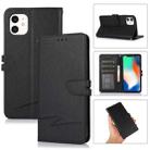 For iPhone 12 Cross Texture Horizontal Flip Leather Phone Case(Black) - 1