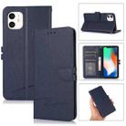 For iPhone 12 Cross Texture Horizontal Flip Leather Phone Case(Dark Blue) - 1