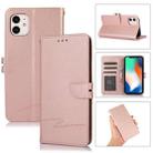 For iPhone 12 Cross Texture Horizontal Flip Leather Phone Case(Pink) - 1