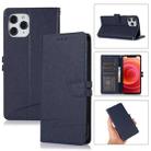 For iPhone 12 Pro Cross Texture Horizontal Flip Leather Phone Case(Dark Blue) - 1