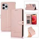 For iPhone 12 Pro Cross Texture Horizontal Flip Leather Phone Case(Pink) - 1