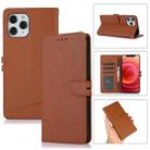 For iPhone 12 Pro Cross Texture Horizontal Flip Leather Phone Case(Brown) - 1