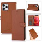 For iPhone 12 Pro Max Cross Texture Horizontal Flip Leather Phone Case(Brown) - 1