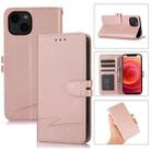 For iPhone 13 Cross Texture Horizontal Flip Leather Phone Case(Pink) - 1
