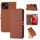 For iPhone 13 Cross Texture Horizontal Flip Leather Phone Case(Brown) - 1