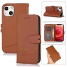 For iPhone 13 Pro Cross Texture Horizontal Flip Leather Phone Case (Brown) - 1