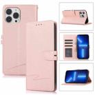For iPhone 13 Pro Max Cross Texture Horizontal Flip Leather Phone Case (Pink) - 1