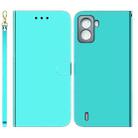 For Tecno Pop 6 No Fingerprints Imitated Mirror Surface Horizontal Flip Leather Phone Case(Mint Green) - 1