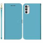 For Motorola Moto G62 5G Imitated Mirror Surface Horizontal Flip Leather Phone Case(Blue) - 1