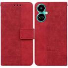 For Tecno Camon 19 Geometric Embossed Leather Phone Case(Red) - 1