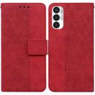 For Tecno Pova 3 LE7 Geometric Embossed Leather Phone Case(Red) - 1