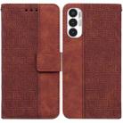 For Tecno Pova 3 LE7 Geometric Embossed Leather Phone Case(Brown) - 1