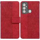 For Tecno Spark 6 GO Geometric Embossed Leather Phone Case(Red) - 1