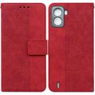 For Tecno Pop 6 No Fingerprints Geometric Embossed Leather Phone Case(Red) - 1