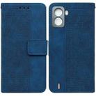 For Tecno Pop 6 No Fingerprints Geometric Embossed Leather Phone Case(Blue) - 1