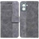 For Tecno Pop 6 No Fingerprints Geometric Embossed Leather Phone Case(Grey) - 1